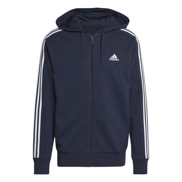 felpa con cappuccio e zip 3-stripes essentials french terry