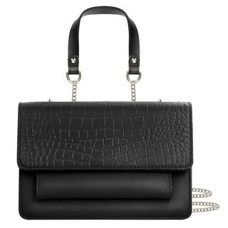 Gallantry  Schwarze Metallic-Kettenhandtasche 