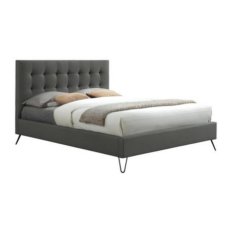 Vente-unique Lit avec tête de lit capitonnée pieds métal COSTANZA Tissu 1x  