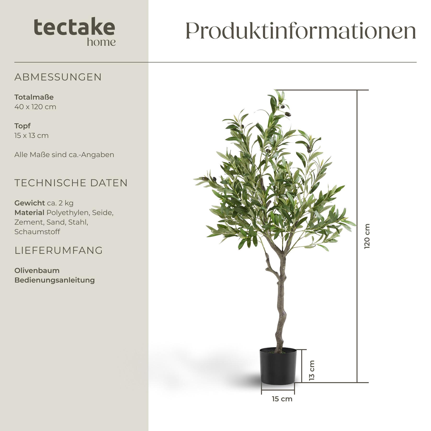 Tectake Albero di ulivo artificiale Oleand, texture realistica  