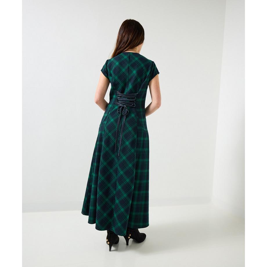 Joe Browns High-Low Maxikleid mit Tartan Schnürung und Corsage  