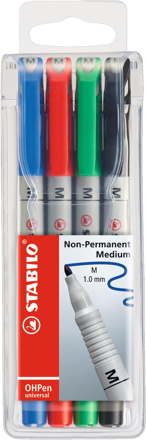 STABILO STABILO OHPen evidenziatore 4 pz Nero, Blu, Verde, Rosso  