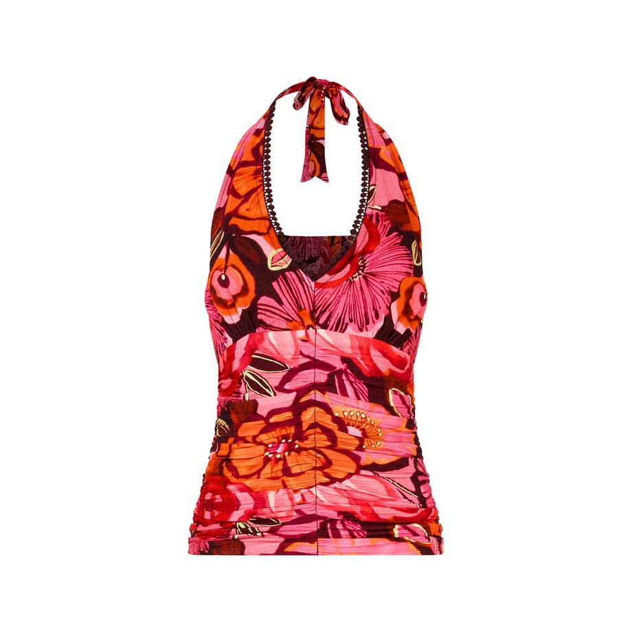 Joe Browns Blouse Licou Florale avec Finition Pompons et Dos Froncé  