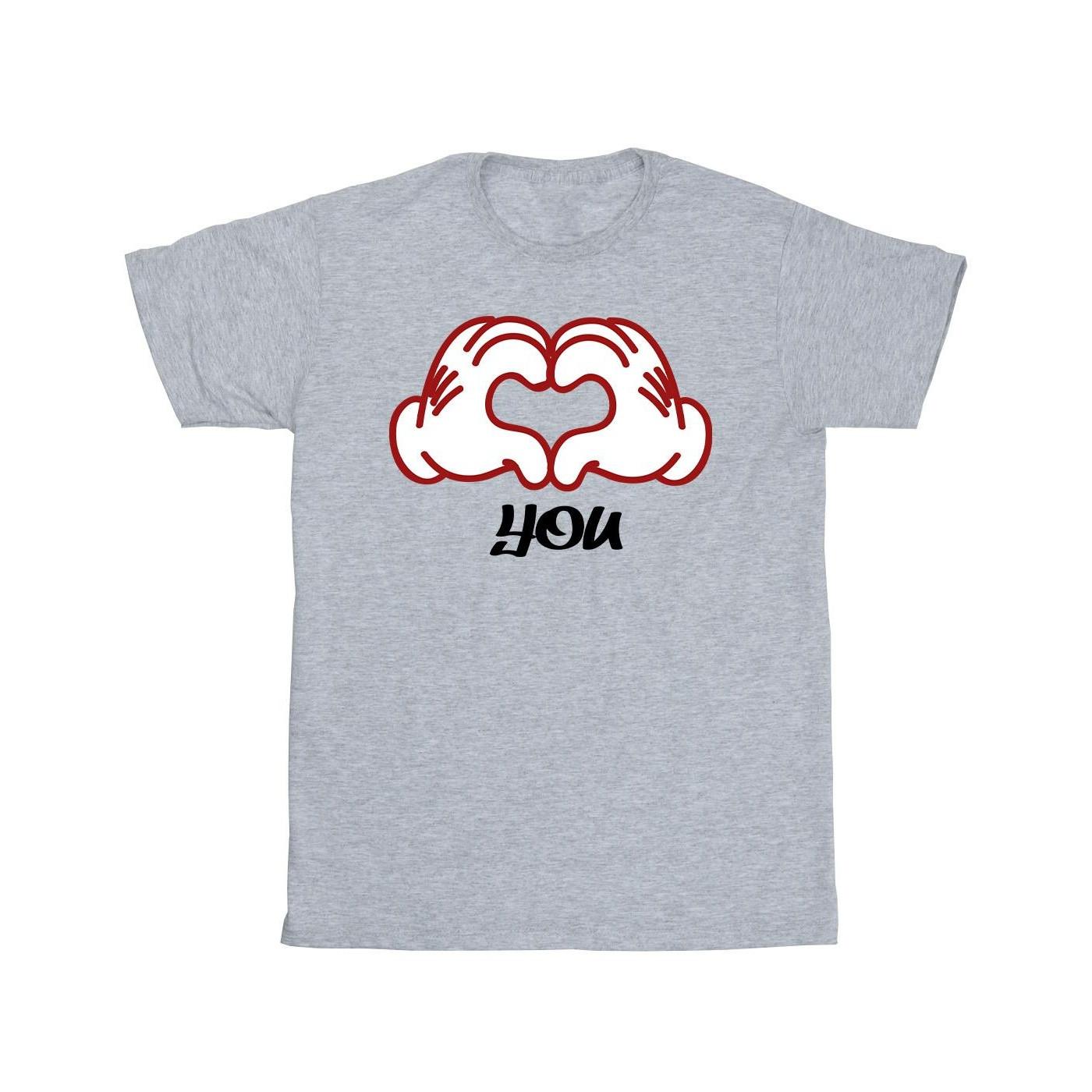 Image of Mickey Mouse Love You Hands Tshirt Mädchen Grau 152-158