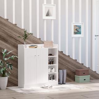 Northio Meuble À Chaussures Étagère À Chaussures Commode Avec 2 Portes, 4 Compartiments, Pour Couloir, Blanc, 83X30X90Cm  