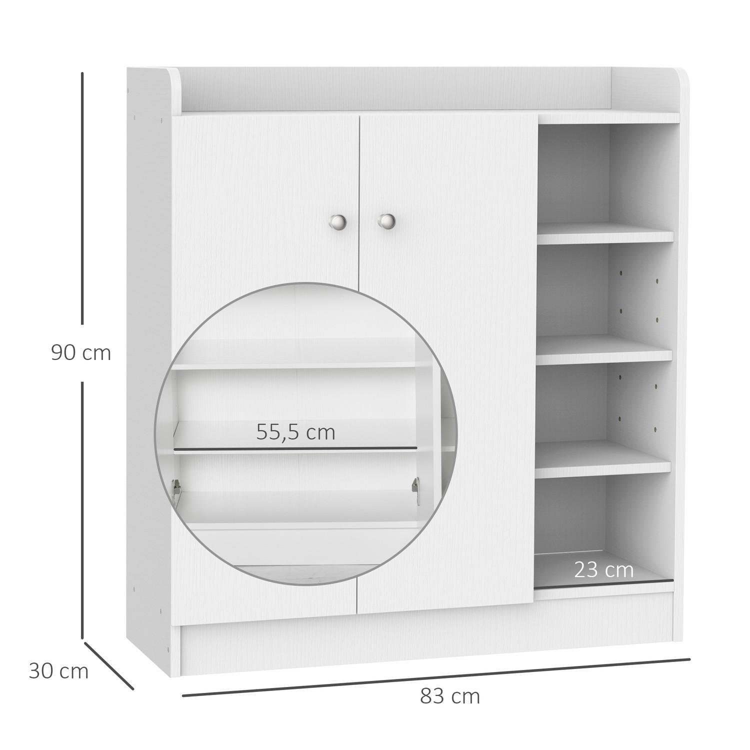 Northio Meuble À Chaussures Étagère À Chaussures Commode Avec 2 Portes, 4 Compartiments, Pour Couloir, Blanc, 83X30X90Cm  