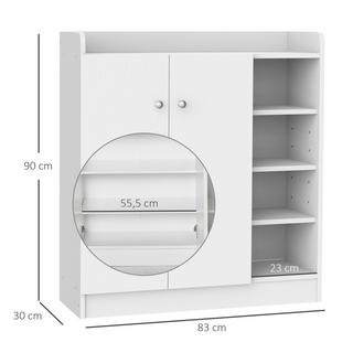 Northio Meuble À Chaussures Étagère À Chaussures Commode Avec 2 Portes, 4 Compartiments, Pour Couloir, Blanc, 83X30X90Cm  