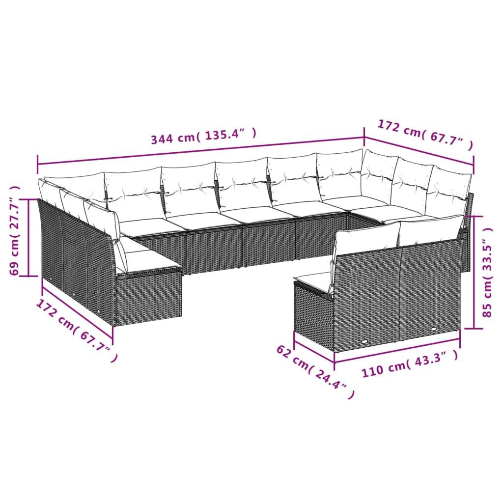 VidaXL set divano da giardino Polirattan  