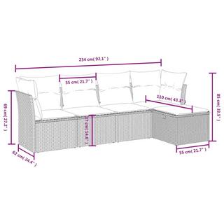 VidaXL Ensemble de canapés de jardin rotin synthétique  