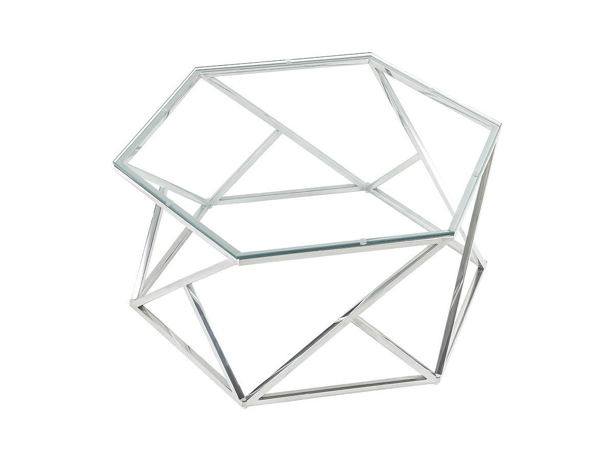 Vente-unique Table basse en verre trempé acier inoxydable Chrome KERIANE  