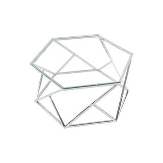 Vente-unique Table basse en verre trempé acier inoxydable Chrome KERIANE  