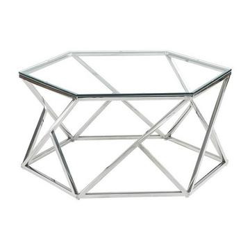 Table basse en verre trempé acier inoxydable Chrome KERIANE