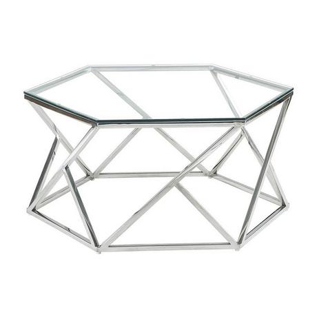 Vente-unique Table basse en verre trempé acier inoxydable Chrome KERIANE  