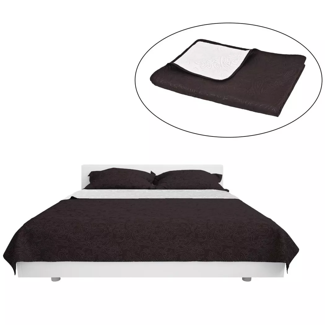 Couvre lit à double face matelassé 220 x 240 cm Crème et marron