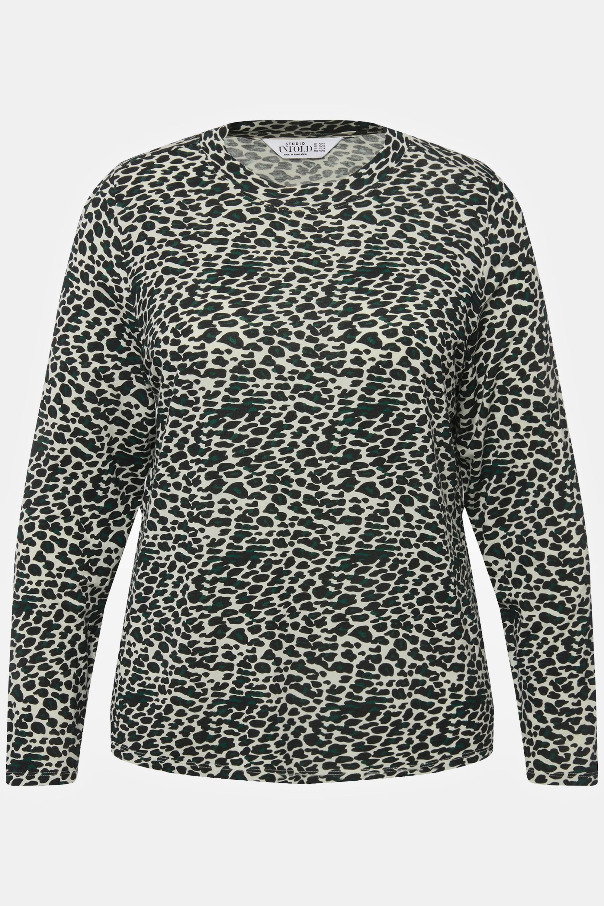 Studio Untold  Maglia dal taglio aderente con design leopardato, scollo a girocollo e maniche lunghe 