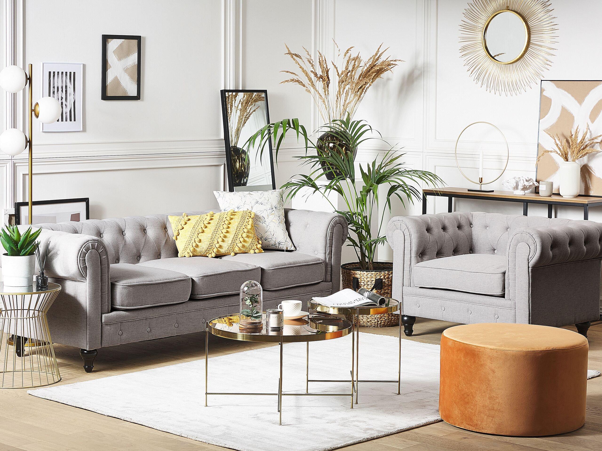 Beliani Wohnzimmer Set aus Polyester Modern CHESTERFIELD  