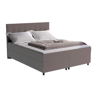 DREAMEA Set letto boxspring testata + reti + materasso + toppertessuto Grigio SIERO di DREAMEA  