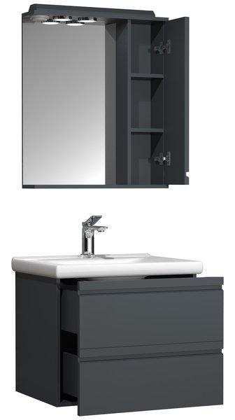 VCM Ensemble de meubles de salle de bains 3-pièces lavabo 60 cm lavabo sans poignée tiroir armoire de toilette Silora L  