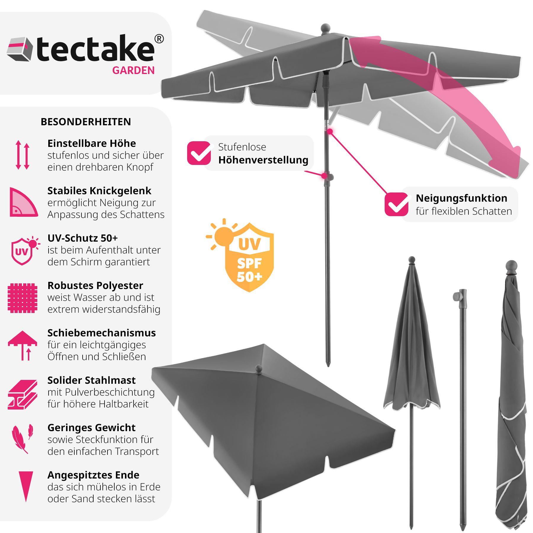 Tectake Sonnenschirm Vanessa, höhenverstellbar und neigbar  