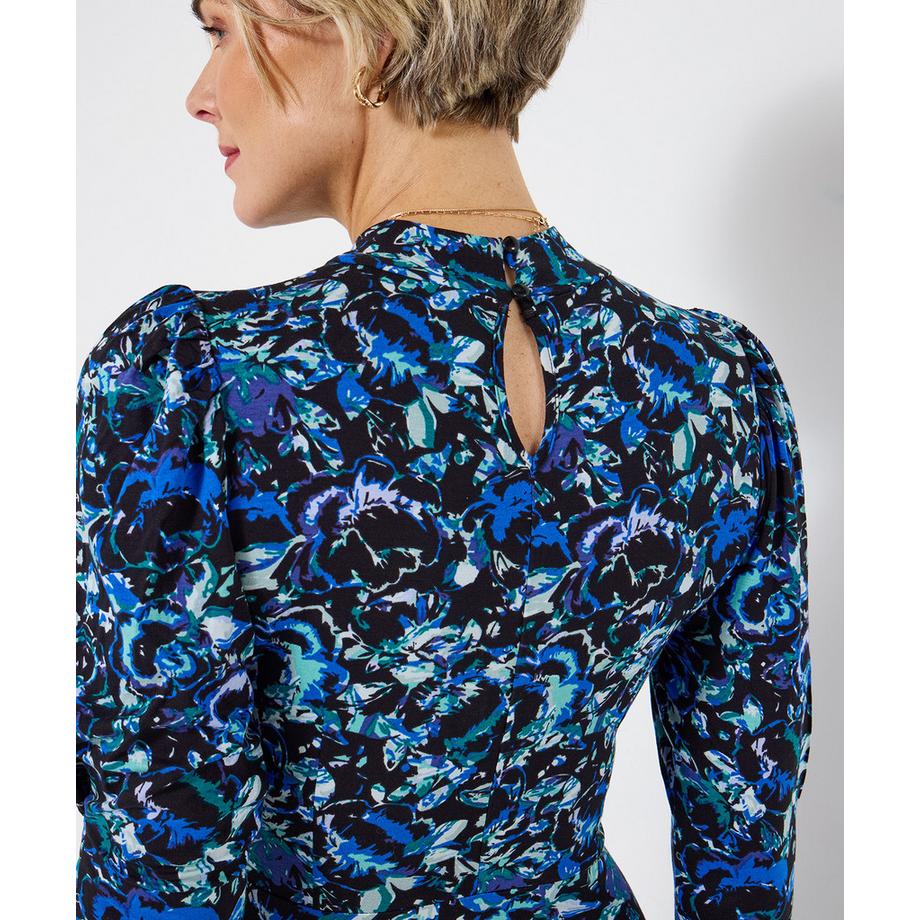 Joe Browns Robe midi en jersey à col montant volantée à fleurs vintage  