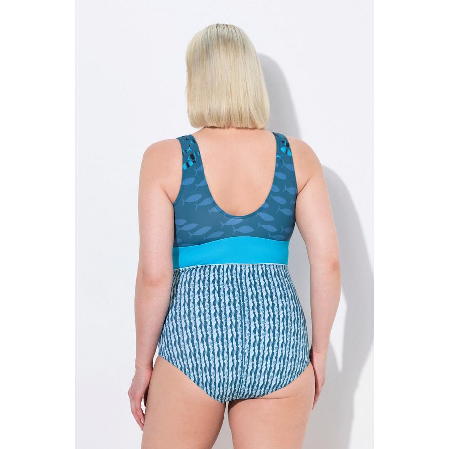 Ulla Popken Costume da bagno stampa pesci scollo a V coppe morbide  