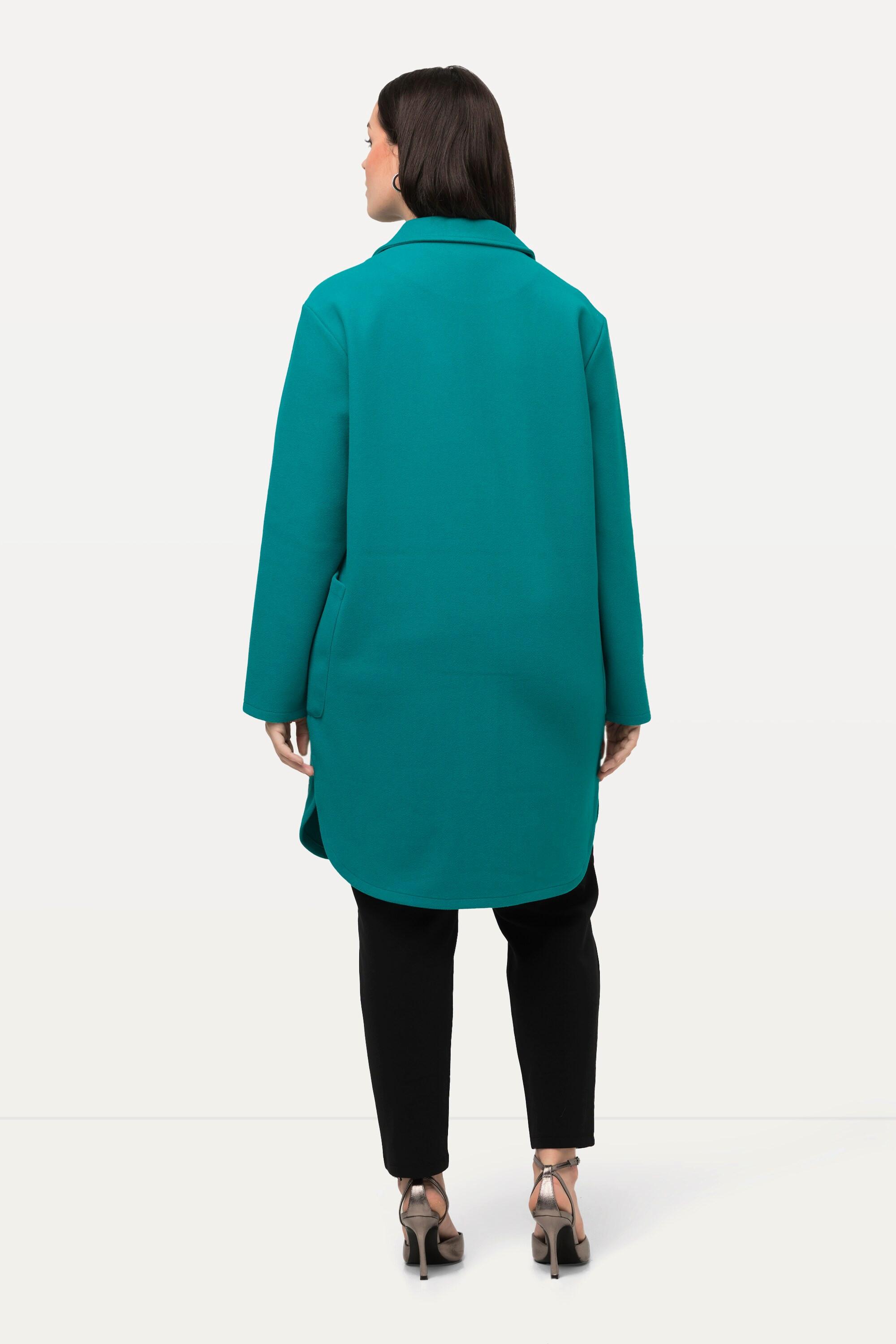 Ulla Popken  Manteau oversized en molleton, col à revers et fentes sur les côtés 