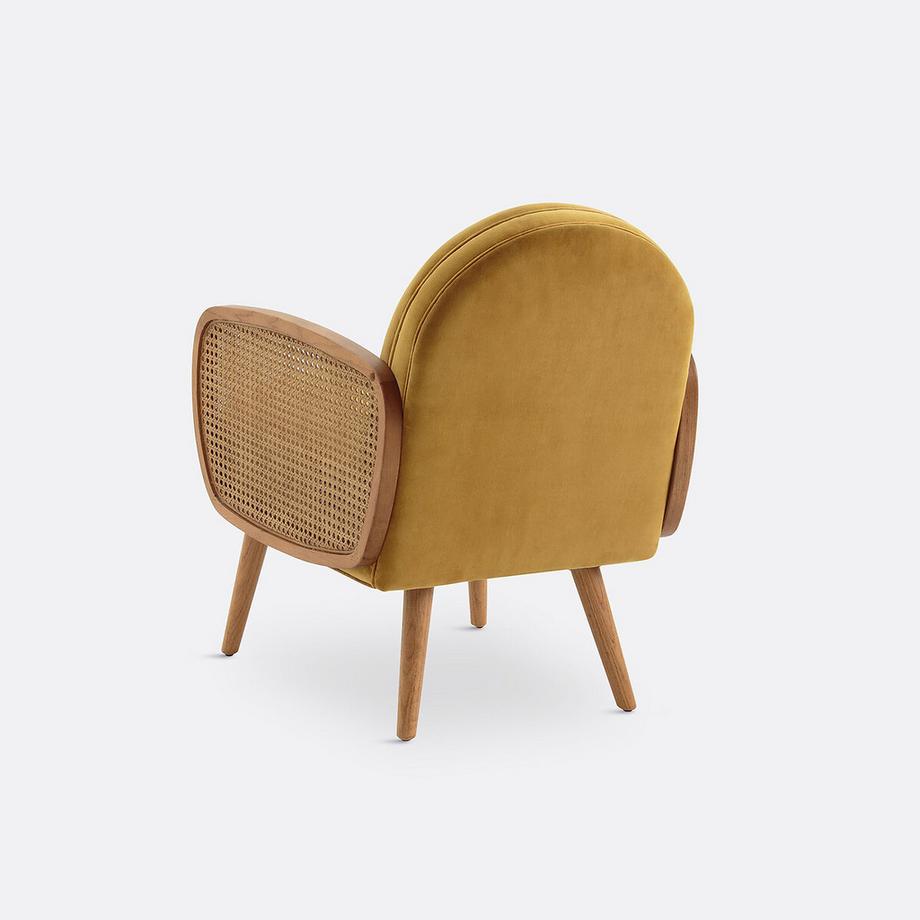 La Redoute Intérieurs Fauteuil velours et cannage  