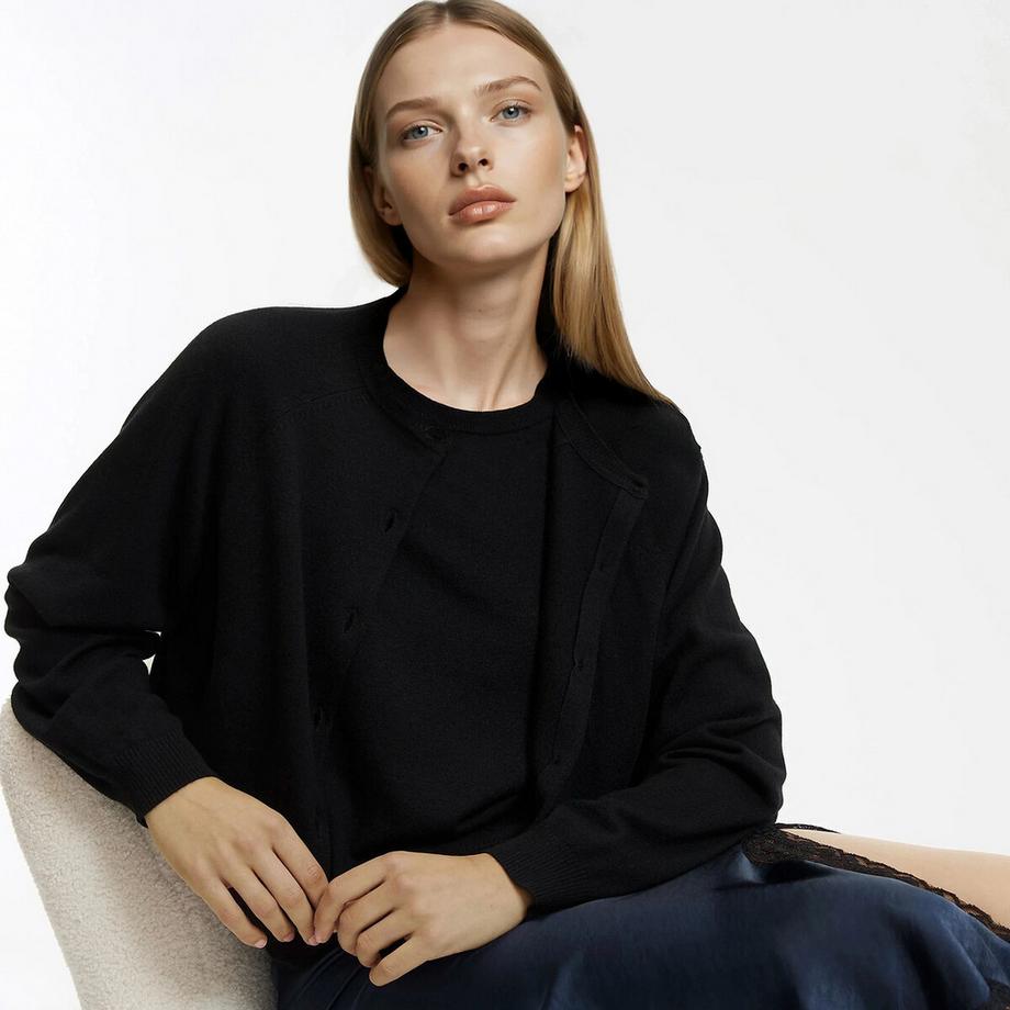 La Redoute Collections Feinstrick Rundhals Cardigan  