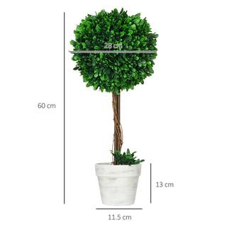 Northio Set da 2 bosso artificiale, piante artificiali resistenti ai raggi UV, 60 cm, in vaso da fiori, per soggiorno, verde  