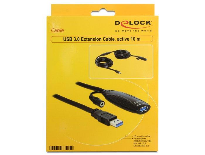 DeLock  USB3.0-A - USB3.0-A, 10m câble USB USB 3.2 Gen 1 (3.1 Gen 1) USB A Noir 