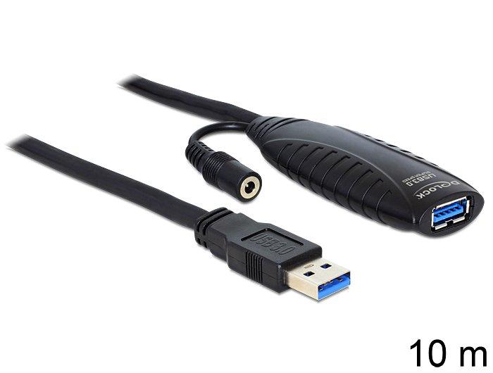 Image of USB3.0-A - USB3.0-A, 10m USB Kabel USB 3.2 Gen 1 (3.1 Gen 1) USB A Schwarz