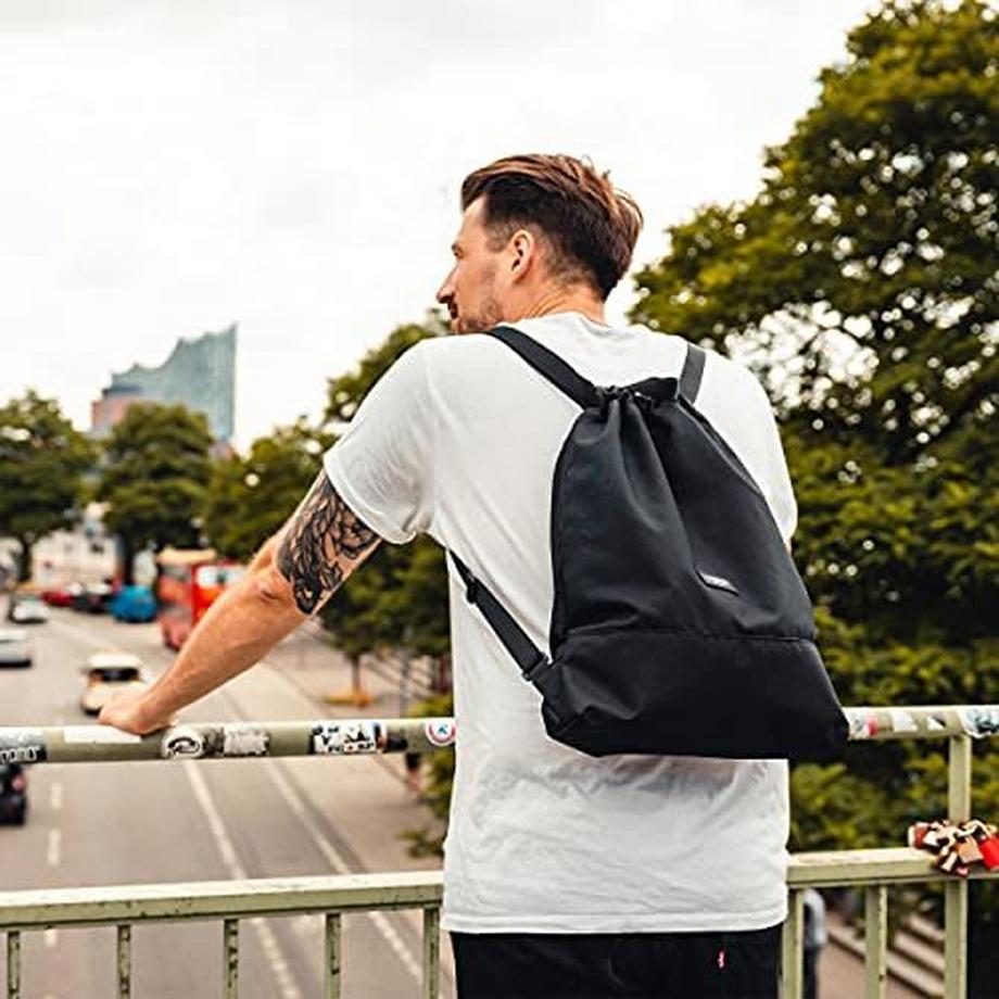 Only-bags.store  Gym Bag Black - No 7 - Rucksack für Sport und Festival - Tasche Rucksack klein mit Innentasche - 