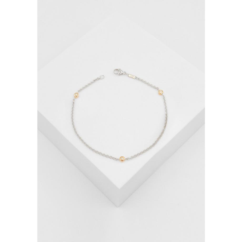 MUAU Schmuck  Bracelet rond d'ancrage Bicolore or blanc/rouge 750 diamant 0,078ct. 1,9 mm, 19 cm 