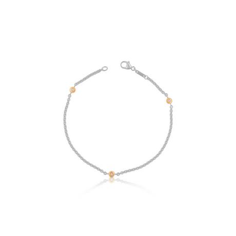 MUAU Schmuck  Bracelet Rundanker Bicolor Weiss-/Rotgold 750 Diamant 0.078ct. 1.9mm, 19cm 