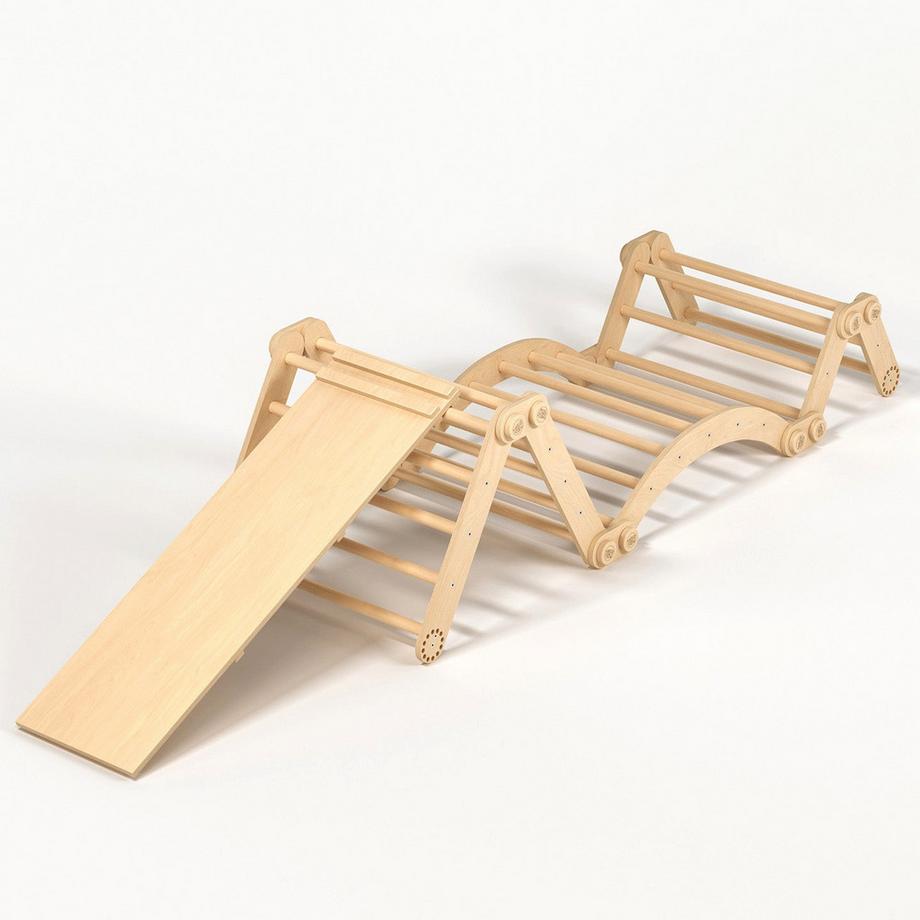 Montessori  Maxi-Klettergerüst für Kinder (Set XL mit Rutsche) Natura 