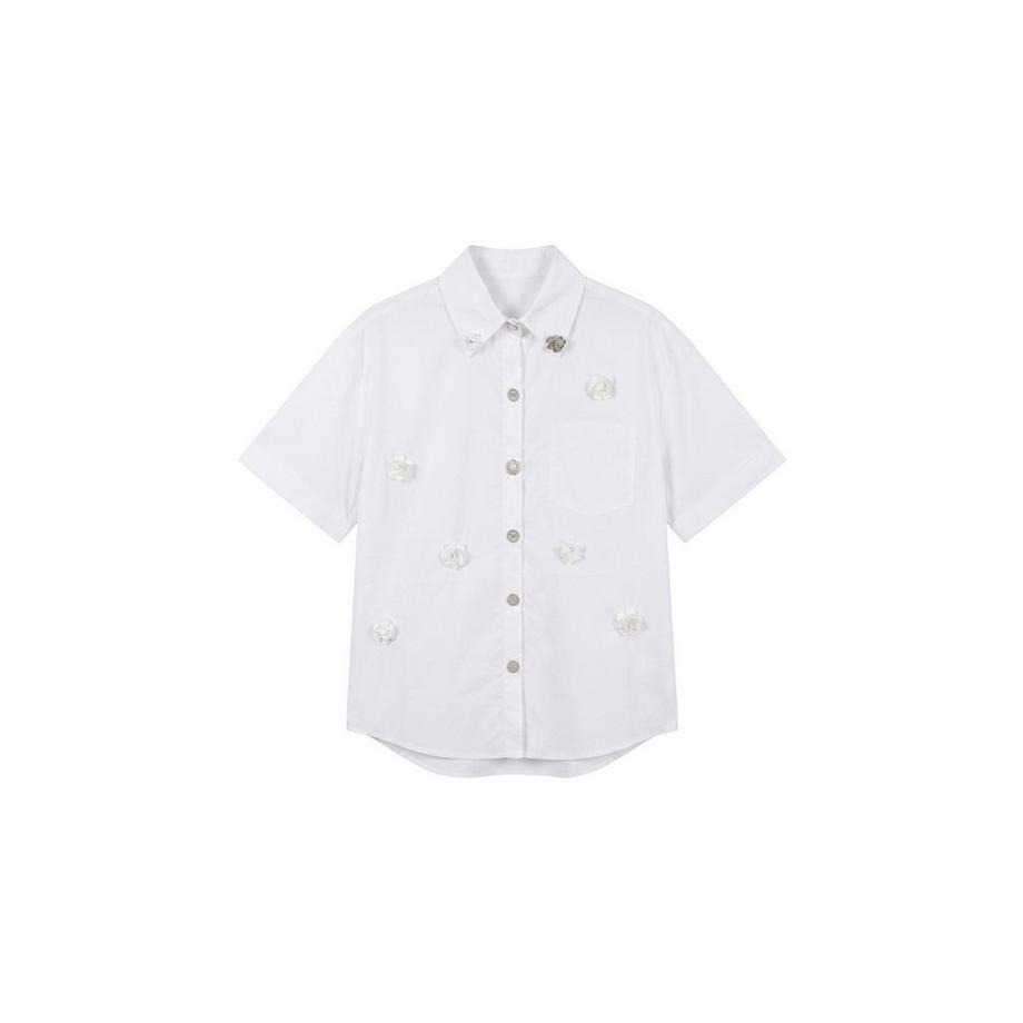 Chiara Ferretti Blouse manches courtes avec appliqués floraux  