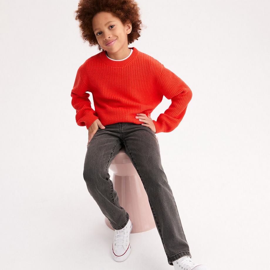 Gerippter Pullover mit rundem Ausschnitt