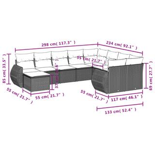 VidaXL Ensemble de canapés de jardin rotin synthétique  