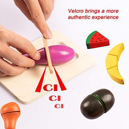 Activity-board  Jouer aux accessoires de cuisine, accessoires de cuisine pour enfants en bois, jouets en bois pour enfants de cuisine, jouets éducatifs de simulation de cuisson de fruits, légumes et viandes 