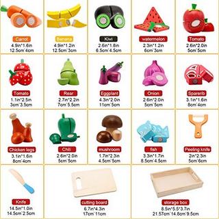 Activity-board  Jouer aux accessoires de cuisine, accessoires de cuisine pour enfants en bois, jouets en bois pour enfants de cuisine, jouets éducatifs de simulation de cuisson de fruits, légumes et viandes 