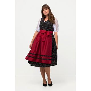 Ulla Popken  Dirndl, Blüten, Schmuckknöpfe, V-Ausschnitt, ärmellos 