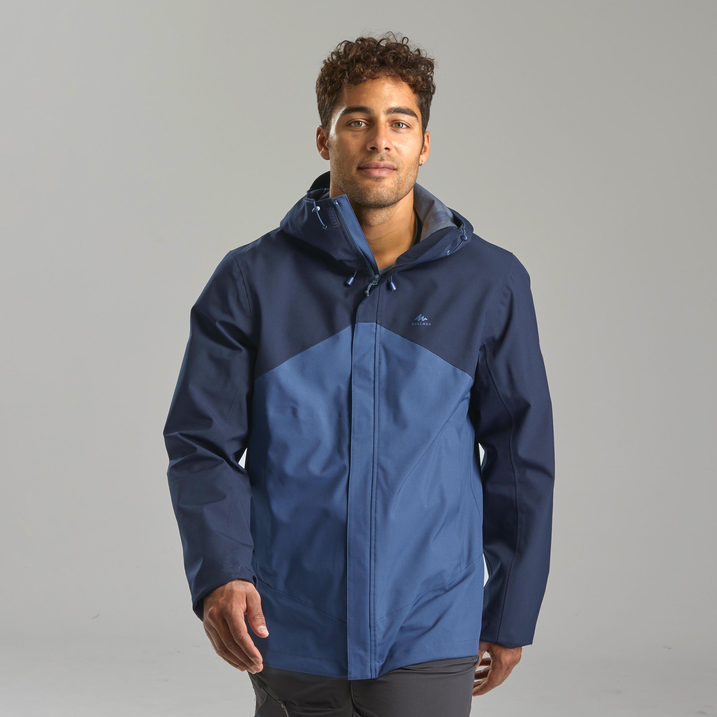 Image of Wanderjacke Wasserdicht Leicht - Mh150 Herren Blau Bedruckt XL
