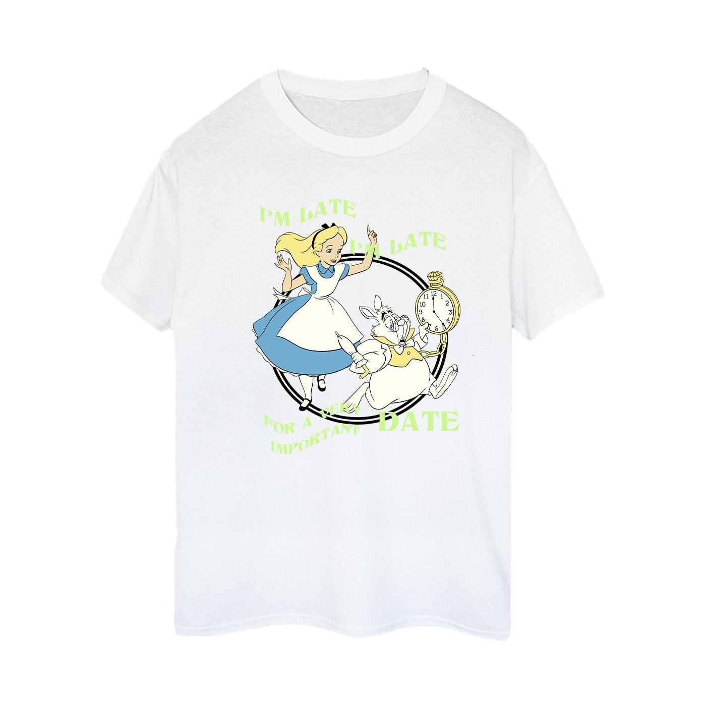 Image of Alice In Wonderland I'm Late Tshirt Damen Weiss S
