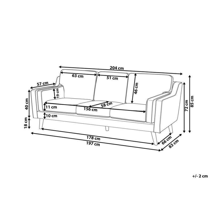 Beliani 3 Sitzer Sofa aus Stoff  LOKKA  