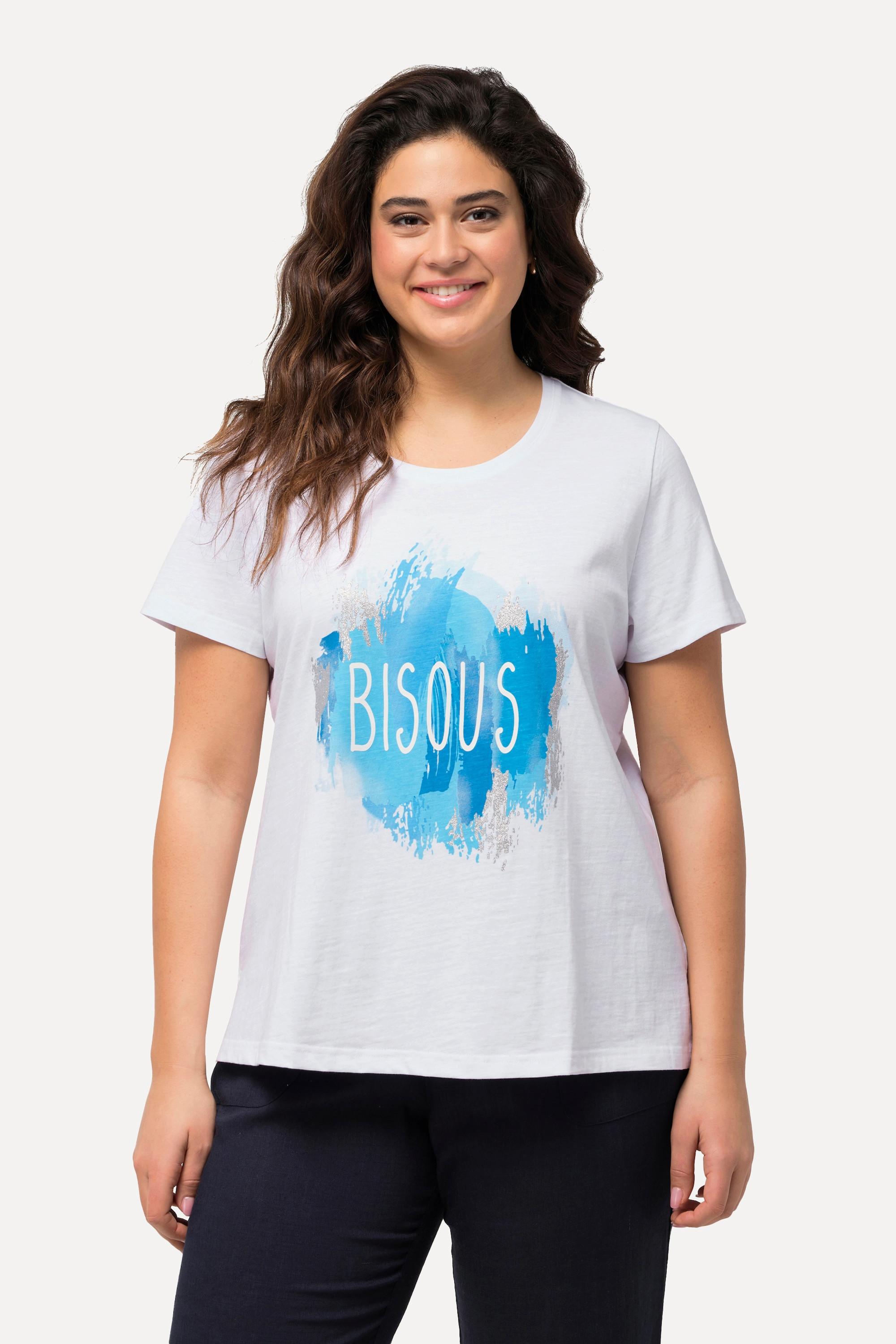 Ulla Popken  T-shirt bisous, coupe Classic. Col rond et manches courtes 