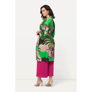 Ulla Popken Kimono Stampa Palme Cintura Maniche 3/4  
