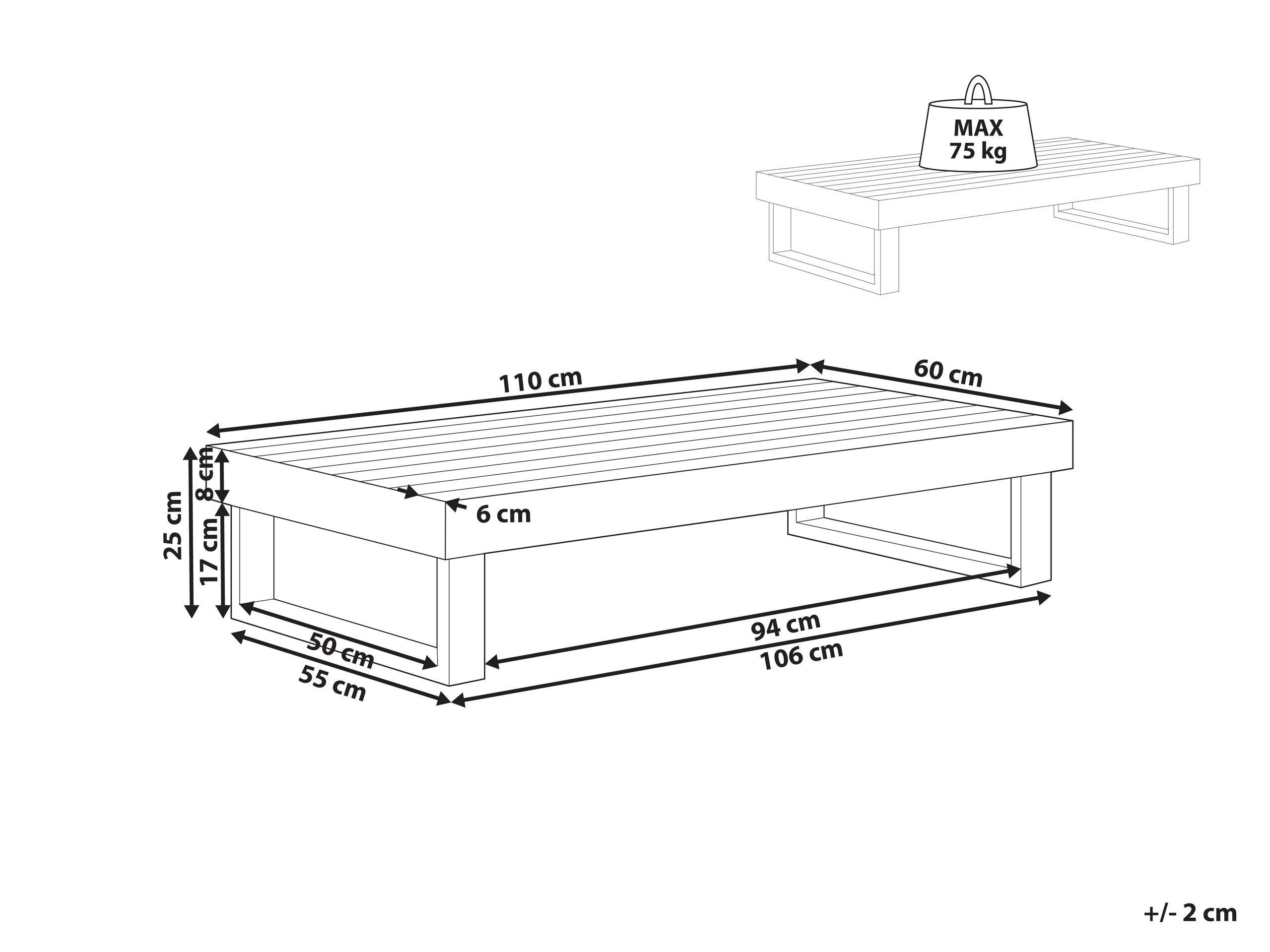 Beliani Tavolino da caffè en Legno d'acacia certificato FSC® Rustico MARETTIMO  