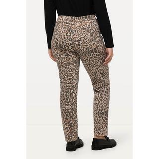 Ulla Popken  Jeans slim con fantasia leopardata e design a cinque tasche 