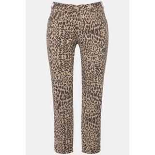 Ulla Popken  Jeans slim con fantasia leopardata e design a cinque tasche 