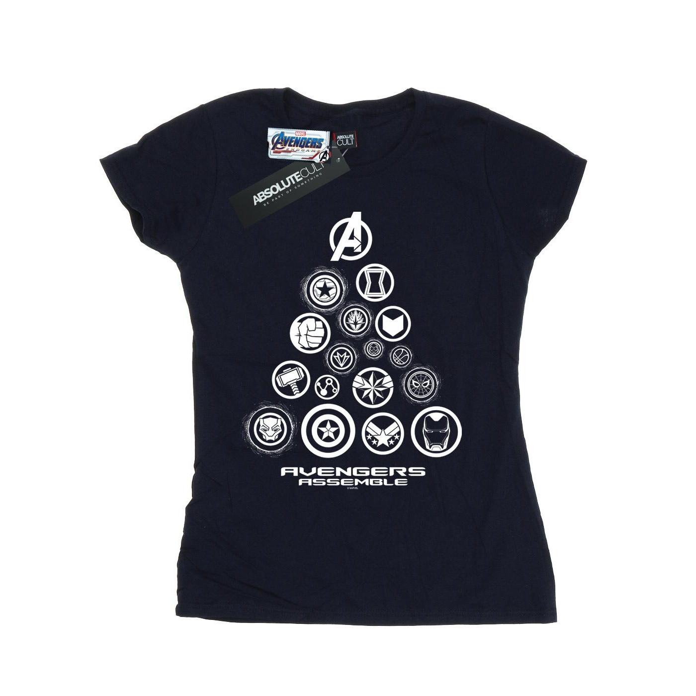 Image of Avengers Endgame Pyramid Icons Tshirt Damen Marine XXL